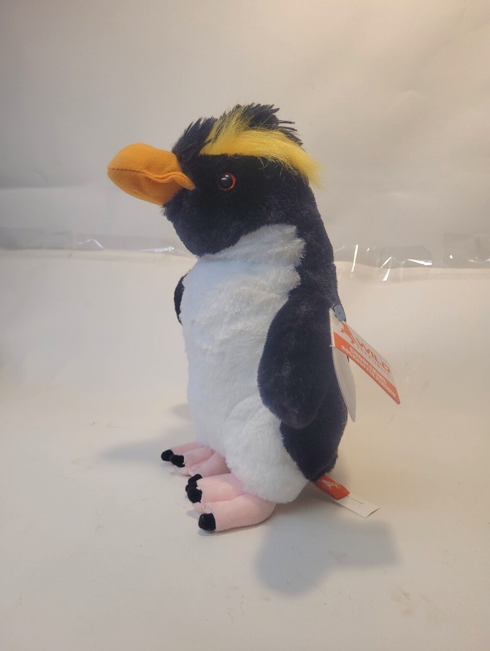 Rockhopper Plush Penguin Toy by Wild Republic Black, White & Yellow, Orange Beak